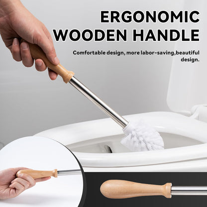 Duck Toilet Brush and Holder Set - Ceramic Bathroom Toilet Scrubber Brush Organizer with Wooden & Stainless SteelHandle, Gold Toilet Brush & Cute Duck Design for Bath Decor Storage