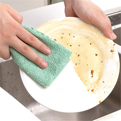 Thickened Dish Towel 5 Pieces of Wood Fiber Cloth Kitchen Cleaning Degreasing Wipe Water Absorbent 32 * 32cm