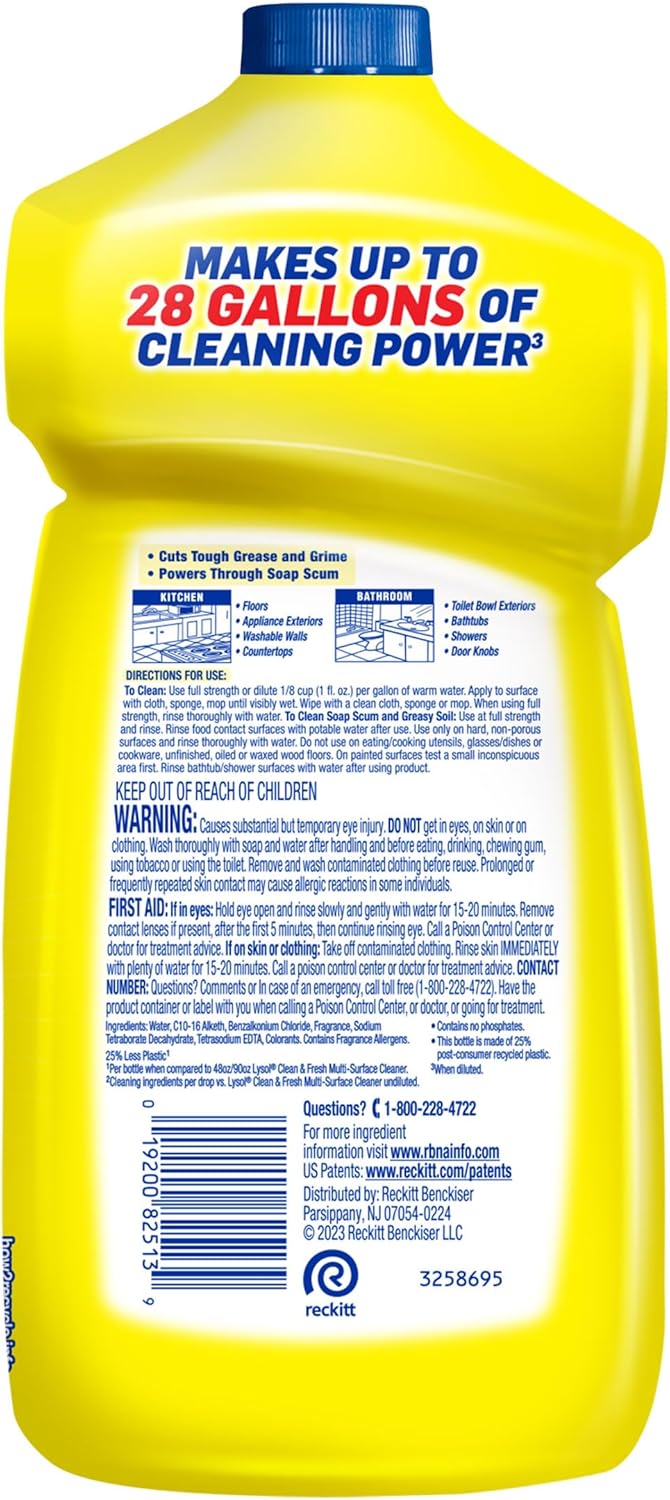 Power Clean Multi-Surface Cleaner, 2x Concentrated Pour, Sparkling Lemon & Sunflower Essence scent, 28 Fl Oz (Packaging May Vary)