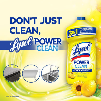 Power Clean Multi-Surface Cleaner, 2x Concentrated Pour, Sparkling Lemon & Sunflower Essence scent, 28 Fl Oz (Packaging May Vary)