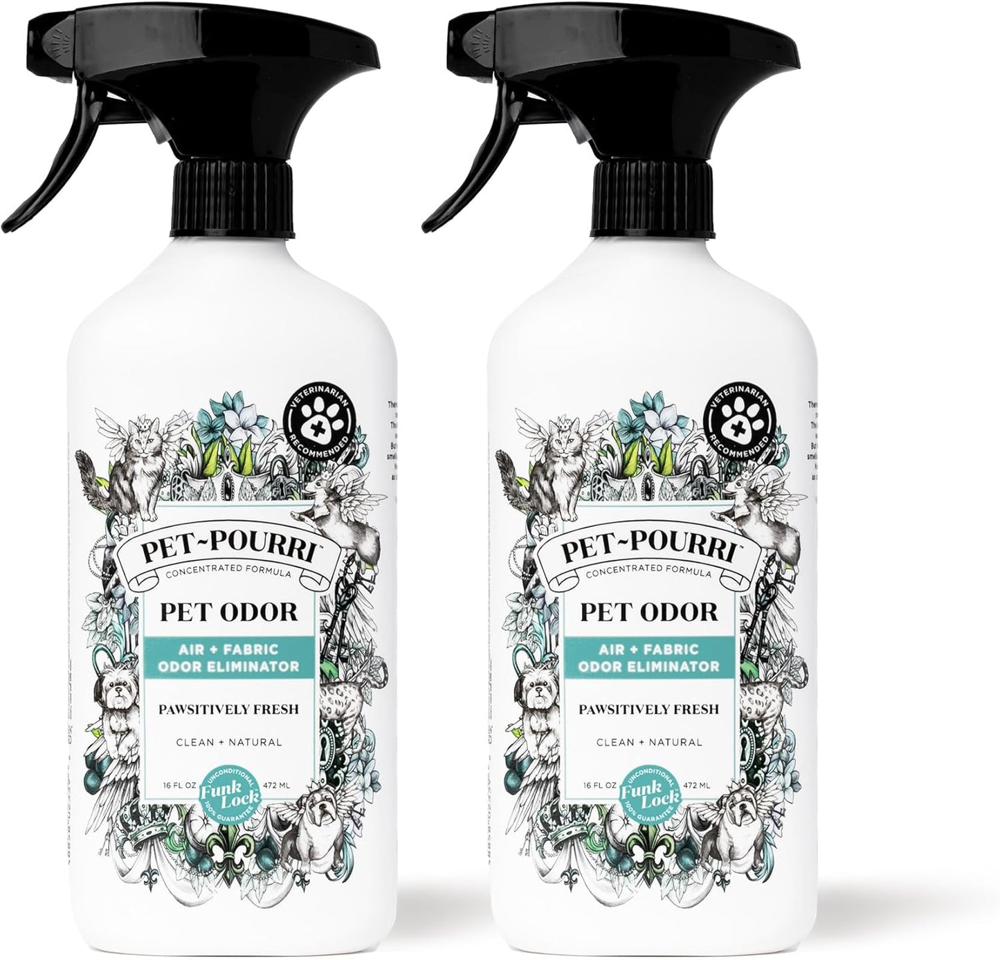 Pet-Pourri Pawsitively Fresh Pet Odor Deodorizer Spray, 16 Fl Oz, Up to 800 Uses, Air + Fabric Odor Remover with Essential Oils & Plant Based Ingredients, Vet Recommended, Pineapple, Jasmine & Pear