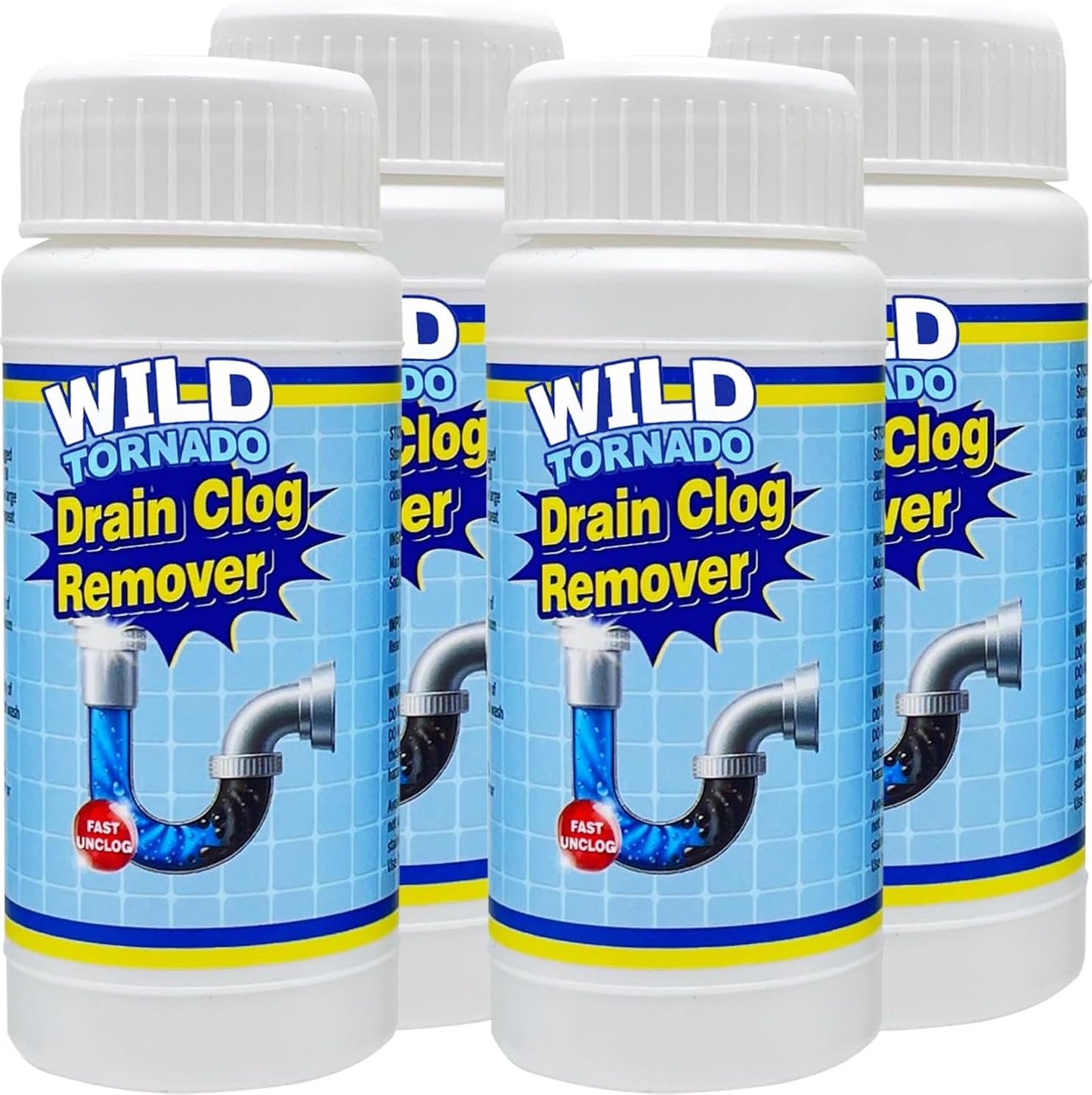 Wild Tornado Pipe Dredge, drain clog remover，Powerful Sink and Drain Cleaner, Fast Foaming for Kitchen and Pipes Cleaning Tool（4pcs）