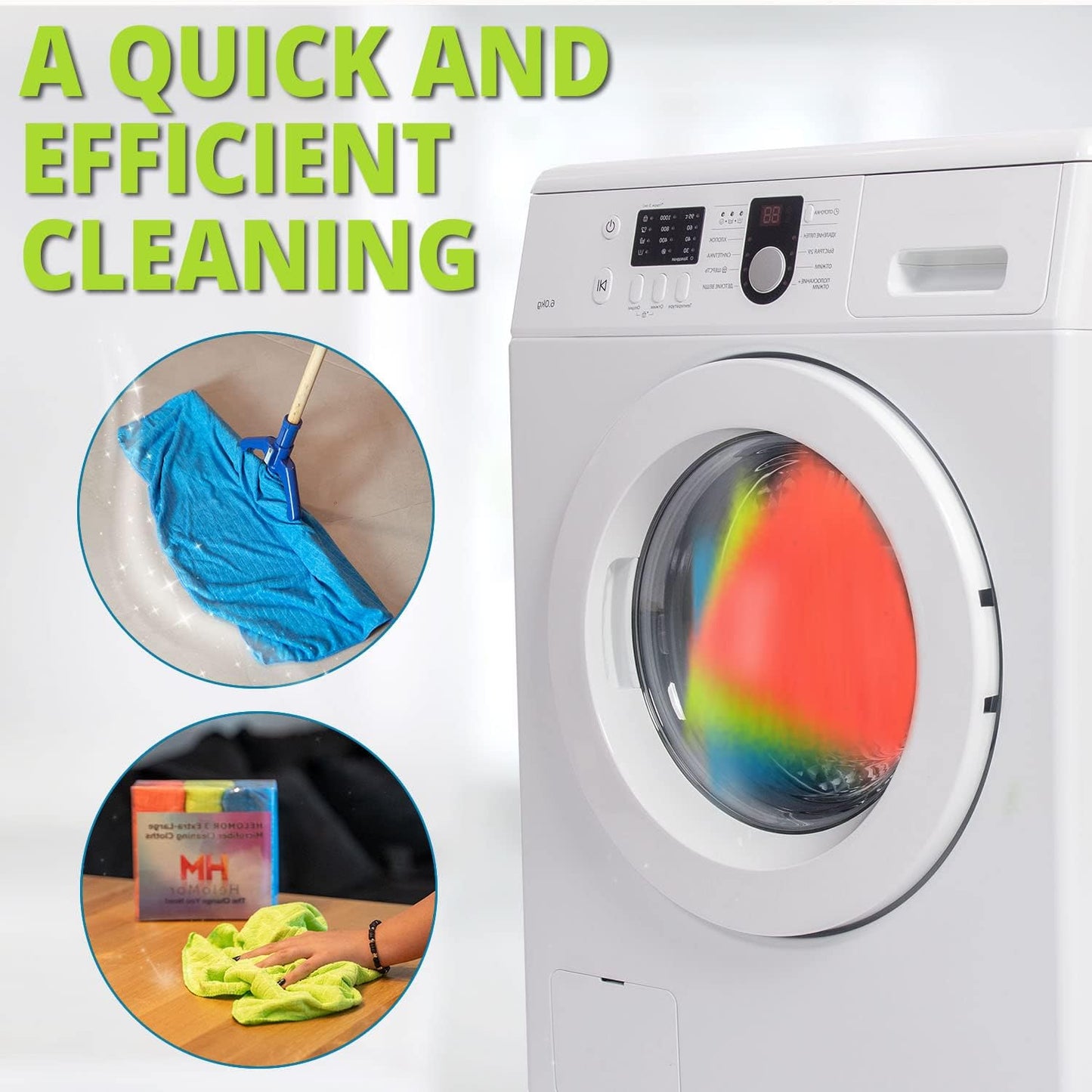 HELOMOR 3 Extra Large Microfiber Cleaning Cloths, 30"x18" Floor Towels for Squeegee Mop, Reusable Multi-Purpose Cleaning Rags for House, Kitchen, Car & Windows, Highly Absorbent, Lint-Free