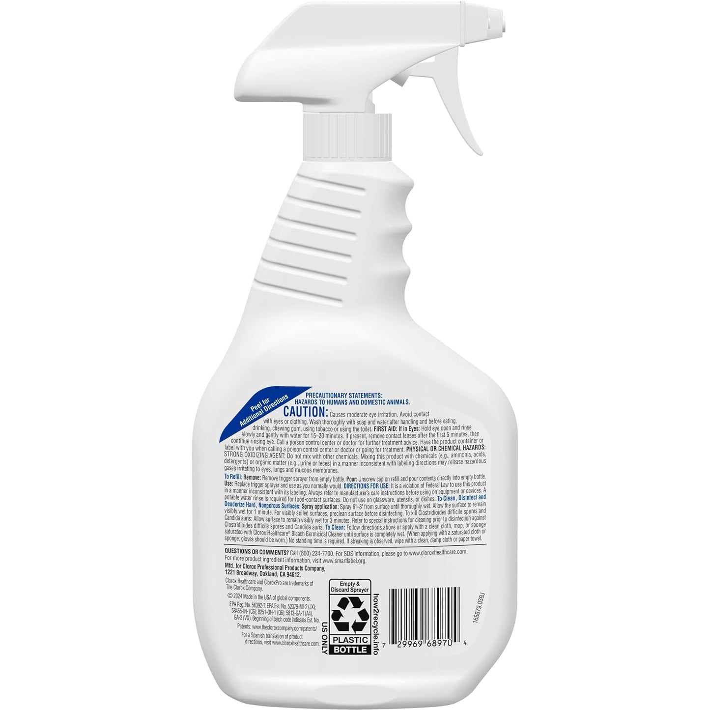 Clorox Healthcare Bleach Germicidal Cleaner Spray, 32 Fluid Ounces, Pack of 6 (Package May Vary)