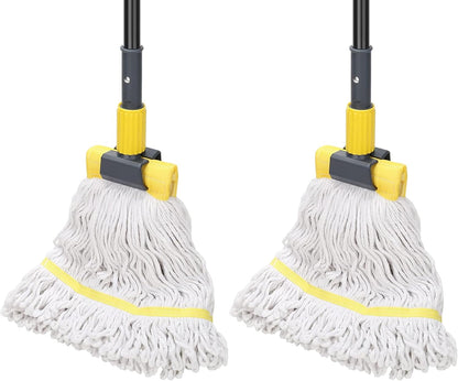 KeFanta Commercial Mop Heavy Duty Industrial Mop with Long Handle,60" Looped-End String Wet Cotton Mops for Floor Cleaning,Home,Kitchen,Office,Garage and Concrete/Tile Floor