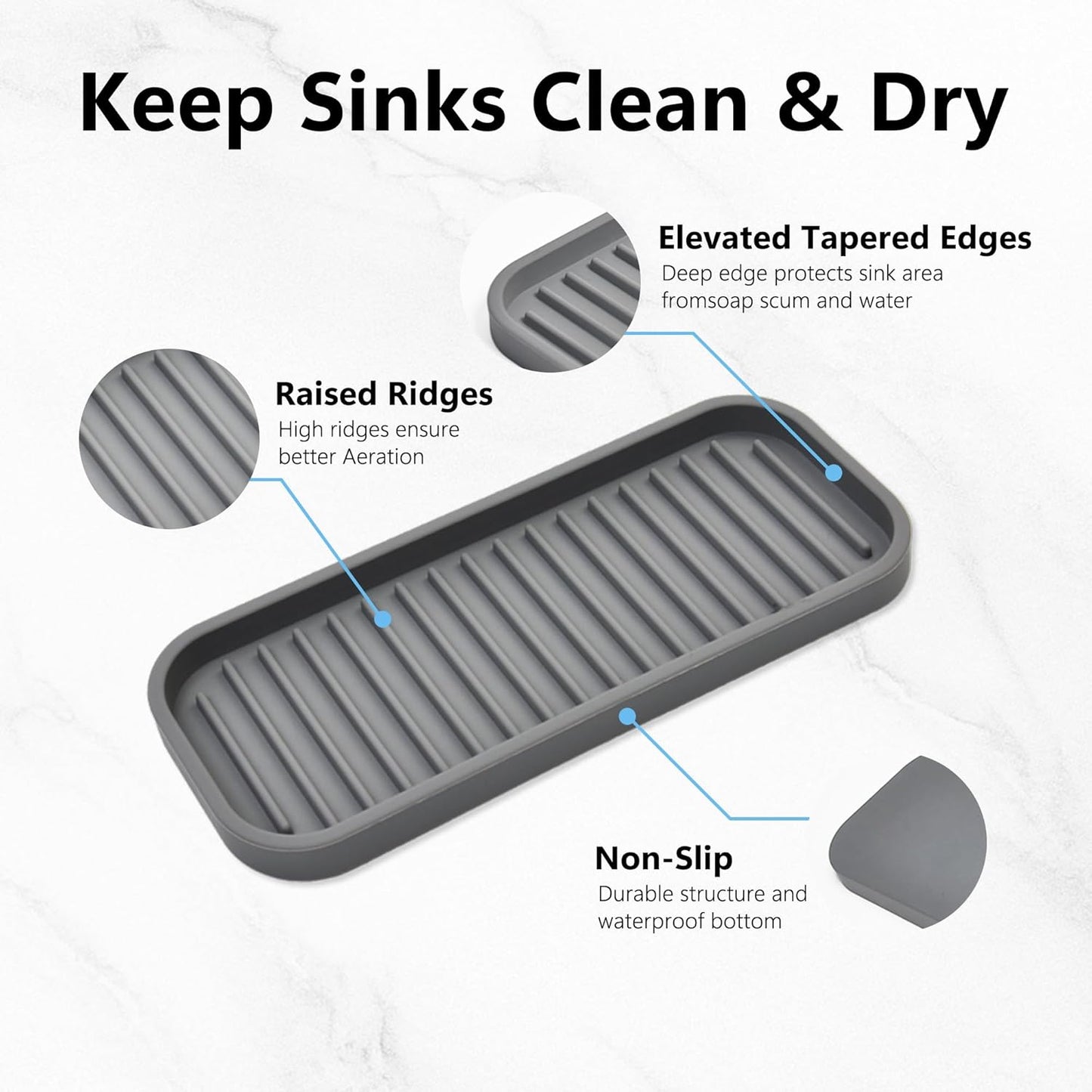 Silicone Sponge Holder Kitchen Sink Organizer Tray Dish Caddy Soap Dispenser, Scrubber Spoon Holder,Dishwashing Accessories 2 Pack (White)