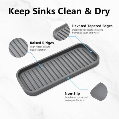 Silicone Sponge Holder Kitchen Sink Organizer Tray Dish Caddy Soap Dispenser, Scrubber Spoon Holder,Dishwashing Accessories 2 Pack (White)