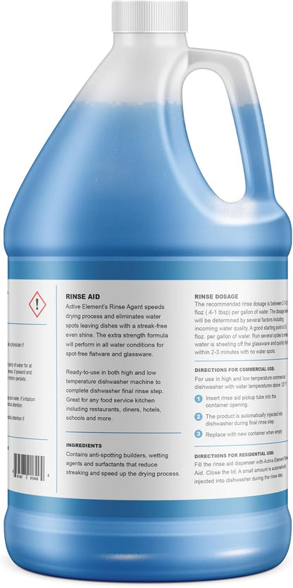 Dishwasher Rinse Aid - 1 Gallon - Extra Strength – Eliminates Water Spots - Sreak Free Shine - Enhances Drying - Dishwasher Rinse Aid Liquid