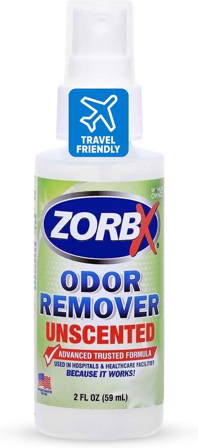 ZORBX Unscented Odor Eliminator for Strong Odor 2 Fl Oz Pack of 5 - Used in Hospitals & Healthcare Facilities - Advanced Formula, Fast-Acting Odor Remover Spray for Dog, Cat, House & Carpet