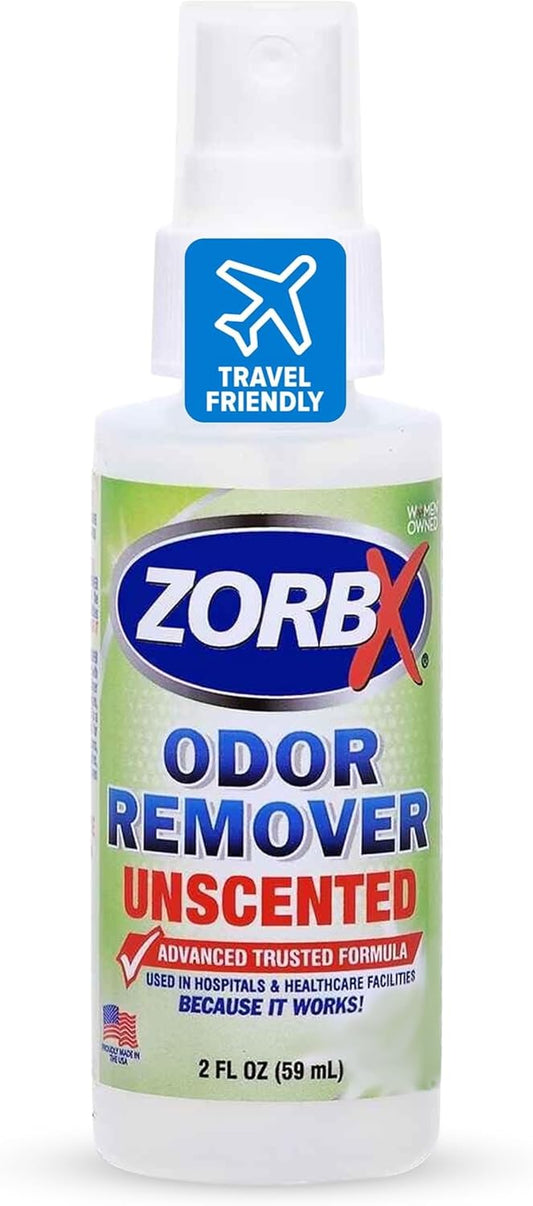 ZORBX Unscented Odor Eliminator for Strong Odor 2 Fl Oz Pack of 5 - Used in Hospitals & Healthcare Facilities - Advanced Formula, Fast-Acting Odor Remover Spray for Dog, Cat, House & Carpet
