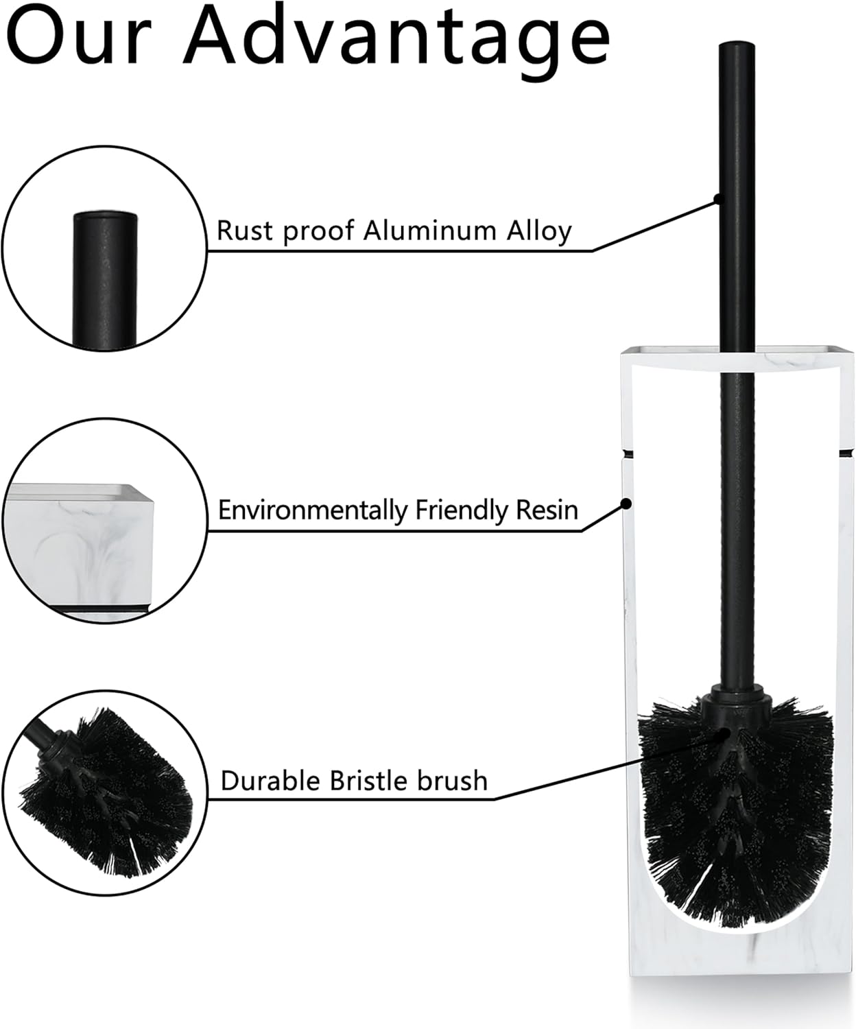 White Floral Branches Design Resin Toilet Bowl Brush and Holder Set, Elegant Bathroom Cleaning Tool with Durable Bristles, Compact and Functional