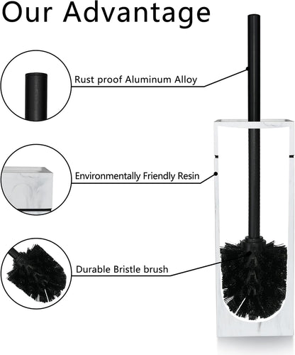 White Floral Branches Design Resin Toilet Bowl Brush and Holder Set, Elegant Bathroom Cleaning Tool with Durable Bristles, Compact and Functional