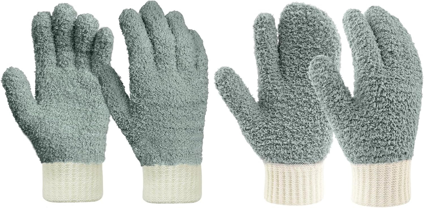 MIG4U Microfiber Dusting Gloves House Cleaning Glove for Blinds, Windows, Shutters, Furniture, and Car, Reusable Lint-Free Pink 1 Pair S/M