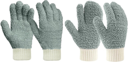 MIG4U Microfiber Dusting Gloves House Cleaning Glove for Blinds, Windows, Shutters, Furniture, and Car, Reusable Lint-Free Pink 1 Pair S/M
