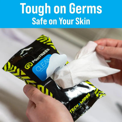Fortress Electronic Wipes (25 ct, Pack of 3) To-Go Tech Wipes for Screens, Phones, Keyboards, TV Monitors, Computer Screens, and More [Travel Size] Skin-Safe