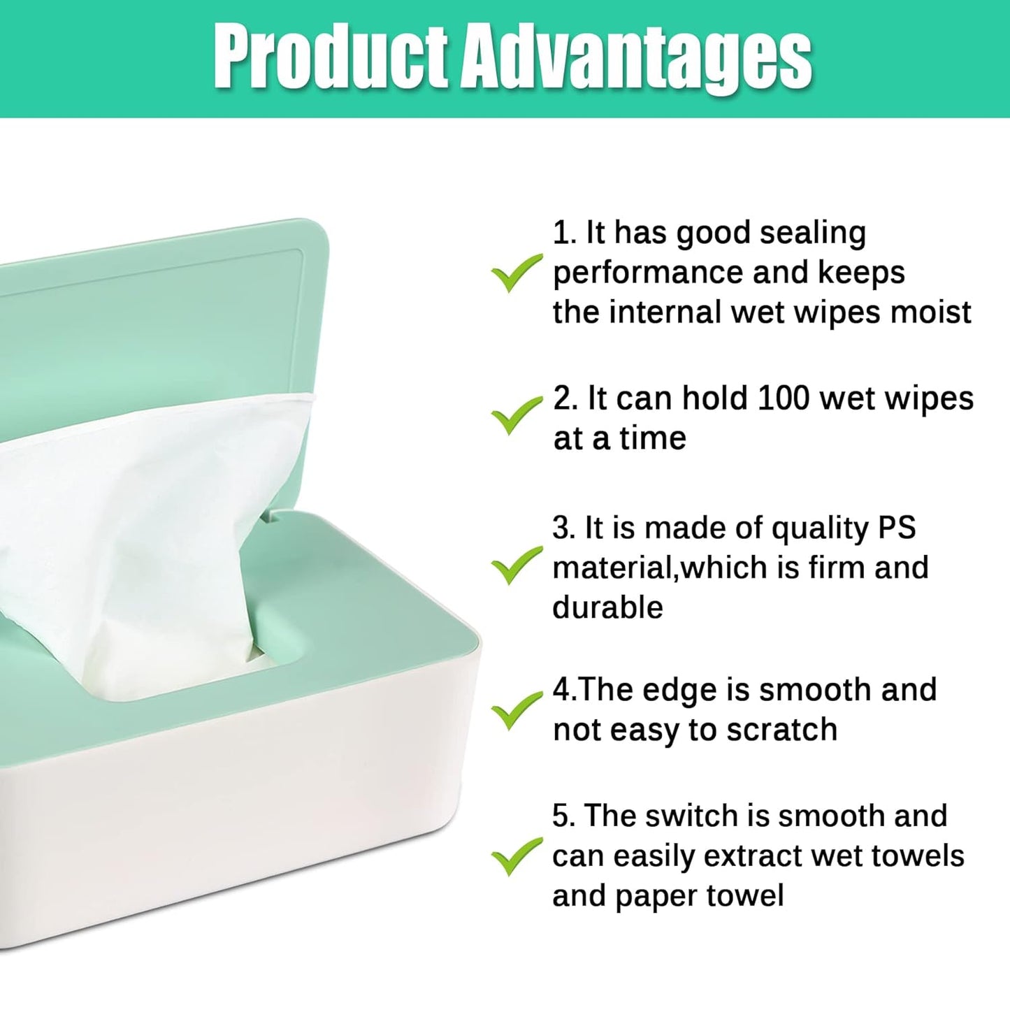 NOVWANG Wipes Dispenser, Large Capacity Baby Wipe Holder(8.3L × 4.9W × 3.9H Inches) Refillable Wipes Container with Sealing Design Baby Wet Wipes Dispenser for Bathroom Home Office Car