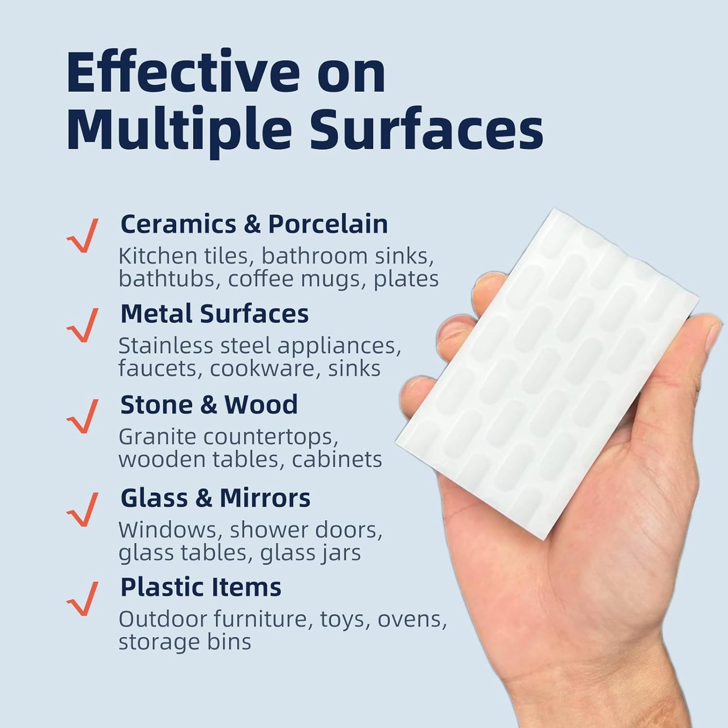 Magic Sponge Eraser, 2X Density Melamine Sponges for Cleaning, 10 Pcs in Bulk, Long Lasting Scrub Cleaning Pads for Kitchen, Bathroom, Furniture, Tub, Sink, Floors, Baseboard, Shoes, Wall