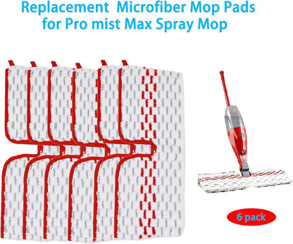 6 Pack Replace Mop Pads for Promist Max Microfiber Spray Mop Refill, Washable Reusable Replace Spray Mop Pad Head