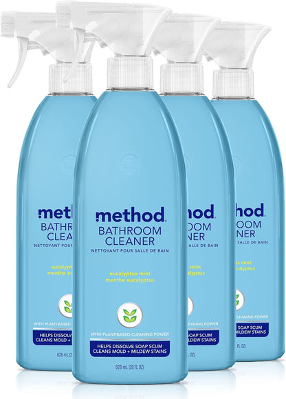 Method Bathroom Cleaner, Removes Mold + Mildew Stains, Eucalyptus Mint, 28 Fl Oz (Pack of 4)