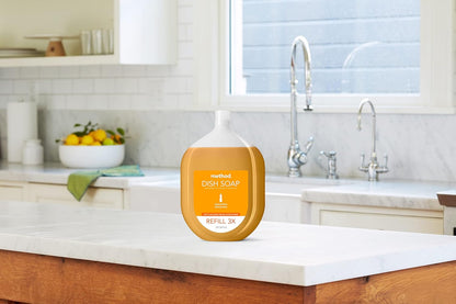Method Gel Dish Soap, Clementine Scent, Tough on Grease & Stuck-on Food, Cruelty Free Formula, Made with Recycled Plastic, 18 Fl Oz