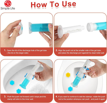 Simple Life Toilet Bowl Cleaner Gel | Fresh Flower Toilet Gel Stamp | Stops Limescale and Stains with Air Freshening Scent | Deodorizing Clean | 32 Stamps, Blue & Green