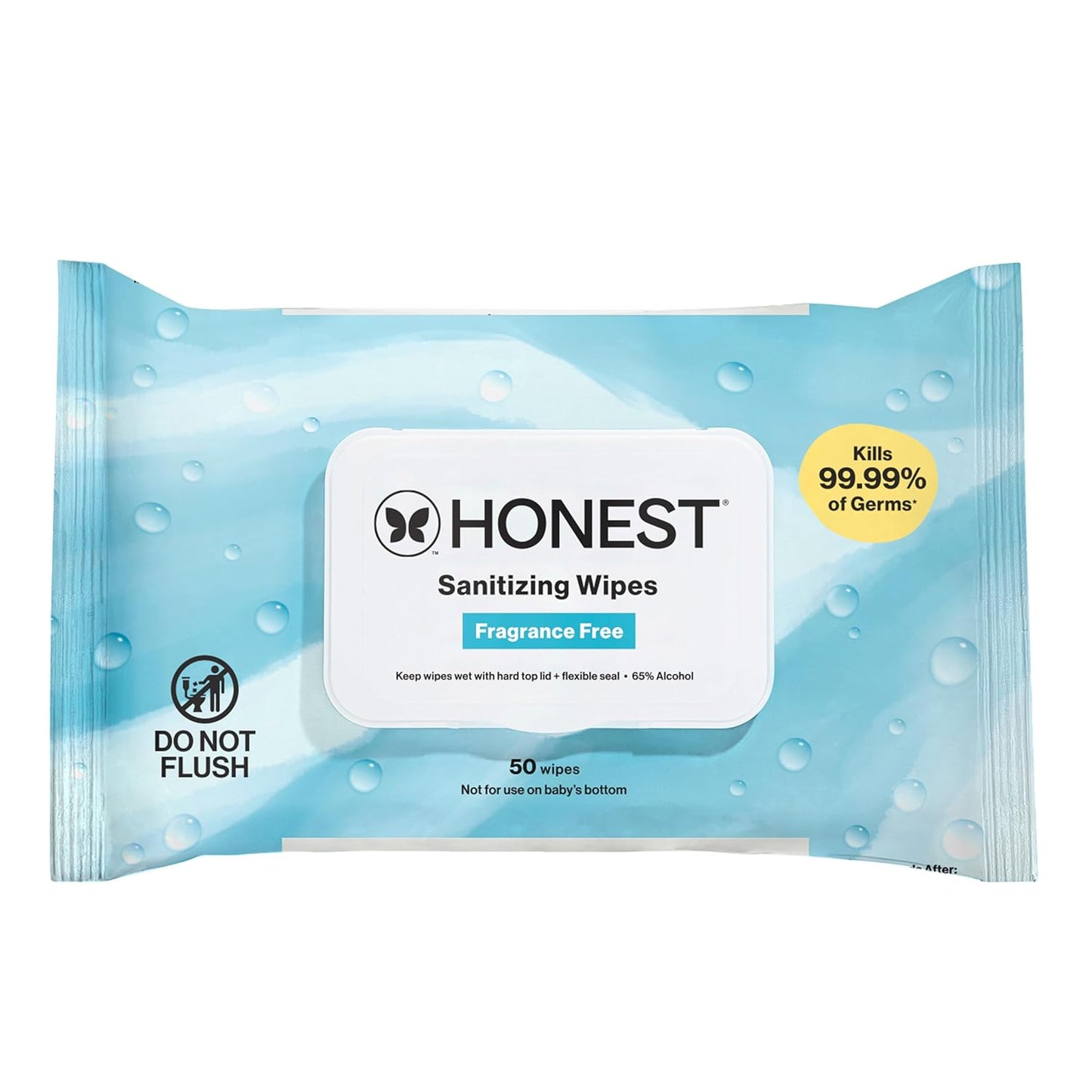 The Honest Company Fragrance-Free Sanitizing Alcohol Wipes, Antibacterial with Aloe, Kills 99% of Germs, 150 Count