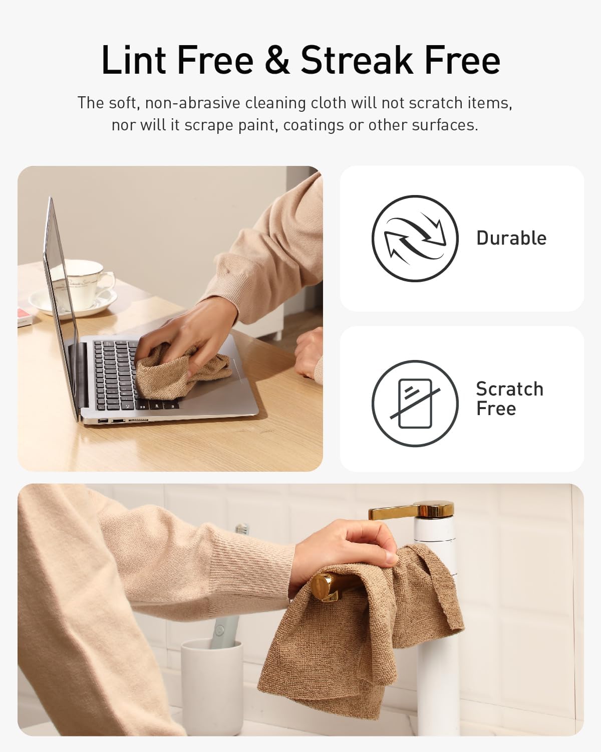 Fantasticlean Microfiber Cleaning Cloth Roll -75 Pack, Tear Away Microfiber Towels, 12" x 12", Reusable, Washable, Scratch Free, Ultra Absorbent Dishcloth for All-Around Cleaning Supplies (White)