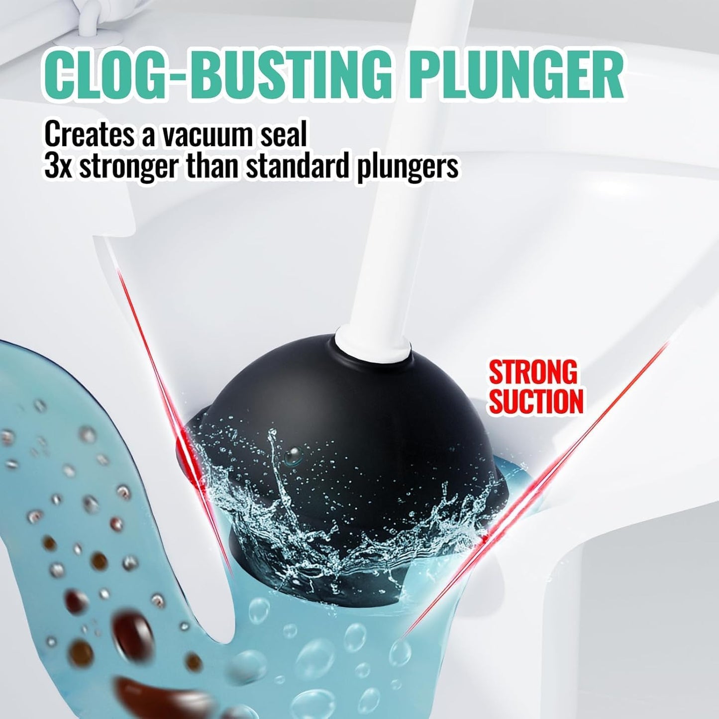 2 Pack 4 in 1 Toilet Brush and Plunger Set with Crevice Cleaning Brush, Toilet Plunger and Brush Set with Extra Long Handle, Plungers for Bathroom Accessories, Toilet Plunger with Holder, Black, Pack