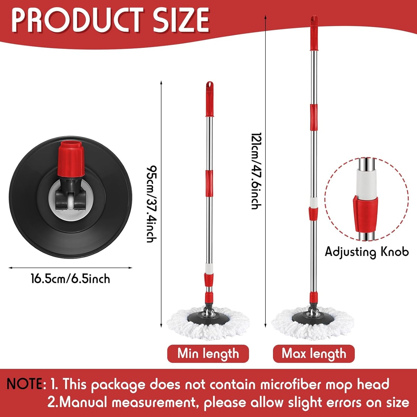 Spin Mop Replacement Handle 360 Degree Spin Mop Pole Handle Replacement Rotating Telescopic Stick for Head Replace Spinning Household Cleaning Accessories for Home(Cute Blue)
