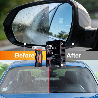 Glass Guard, Glass Oil Film Remover for Car, Grease Film Remover Paste,Roll-On Glass Compound with Cleaning Board, Removes Oil Film & Smudges, Improve Windshield Clarity for Safe Driving (100ml+Brush)