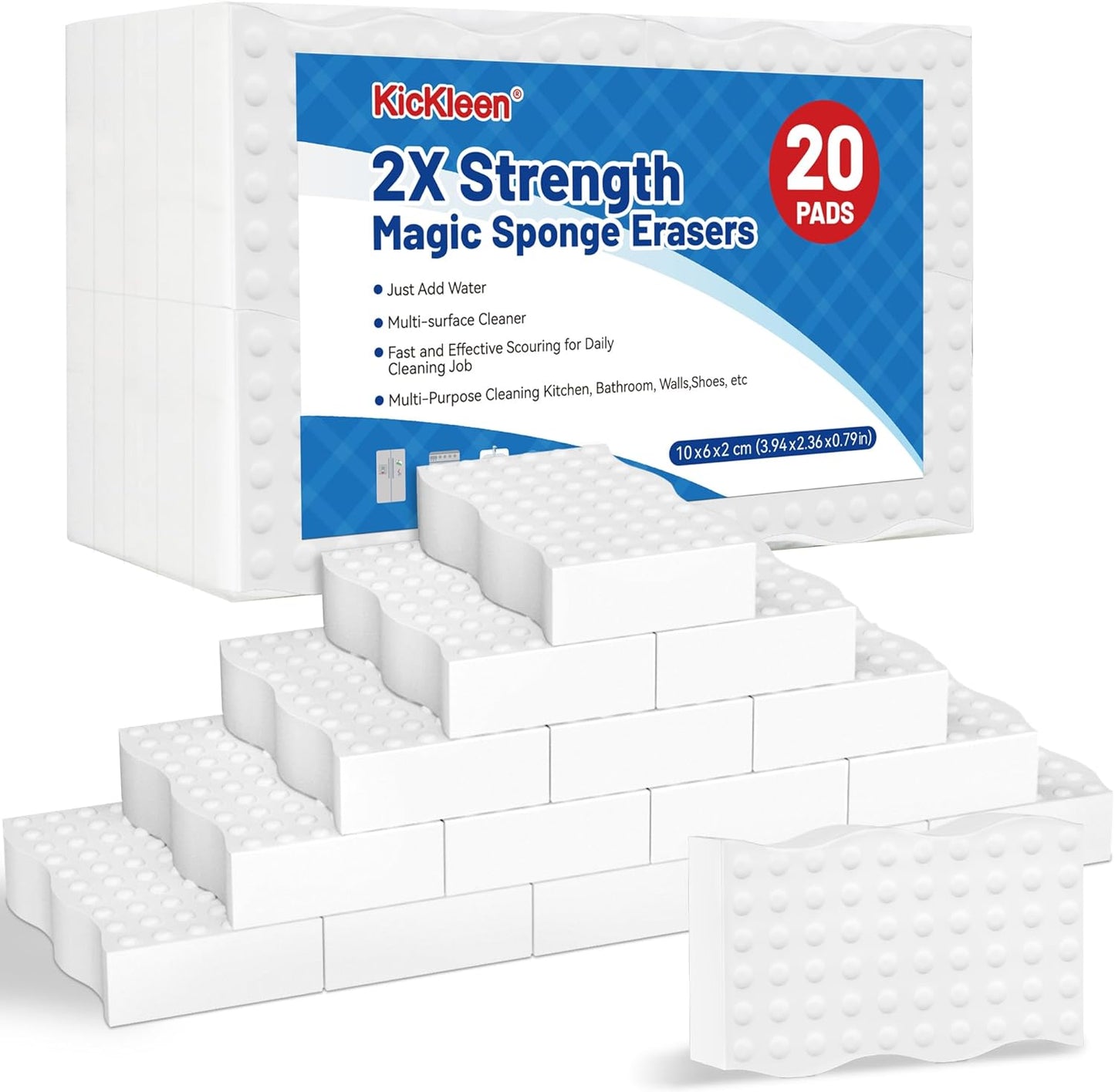 30 Pack Magic Sponges Cleaning Eraser, 2X Density Melamine Sponge,Cleaning Pad for Bathroom,Kitchen,Dish,Furniture, Floor,Wall,Shoe,Cleaner, Non-Scratch Scrub Foam (30)