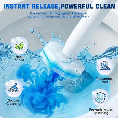 60 Count Toilet Wand Refills,Disposable Toilet Brush Refills Compatible with Clorox Toilet Wand,Upgrade Fiber Cleaner Heads,Secure Lock No Slip,Odor Neutralizing(Not Included Brush Rod)