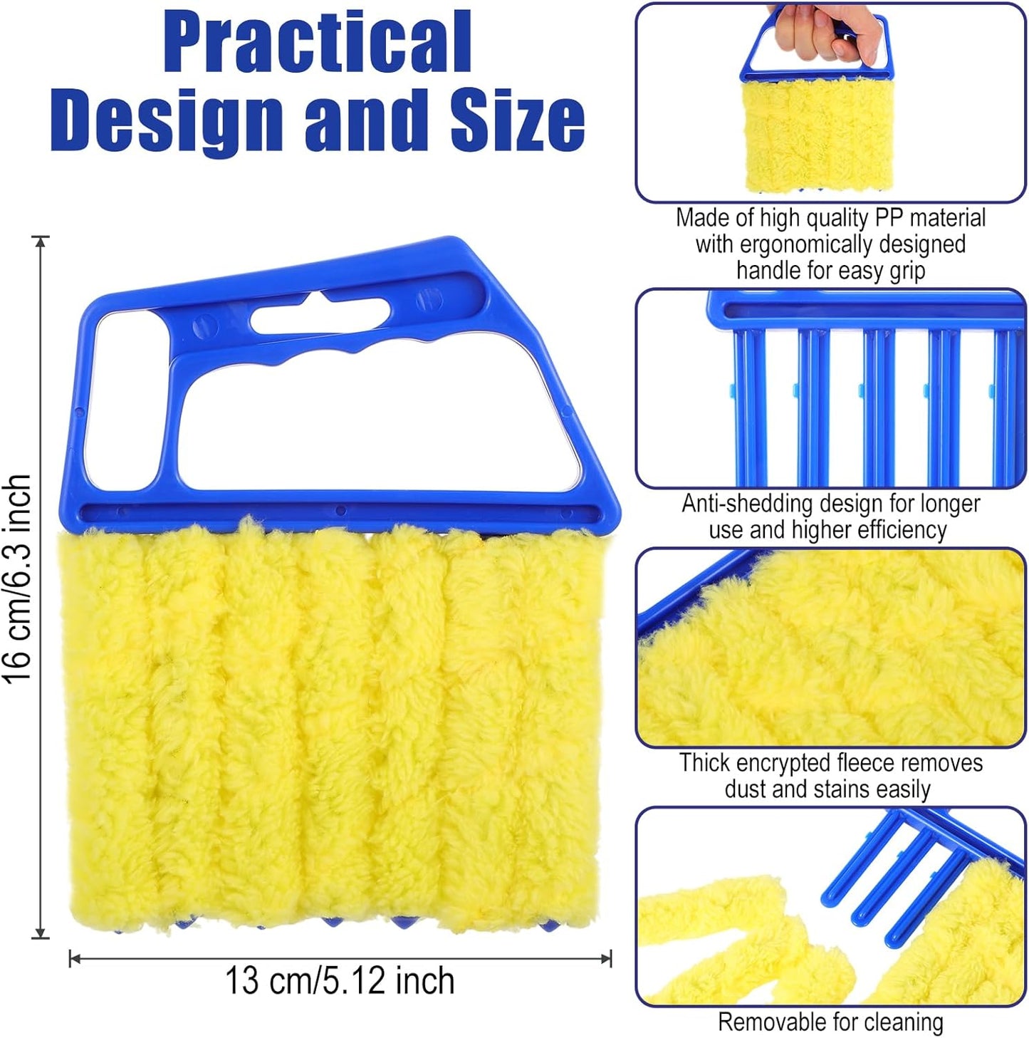 4PC Washable 7 Fingers Blinds Cleaner Tool - Blind Cleaner Duster Tool for Window Shutters Air Vents AC with 4 Cloth Covers