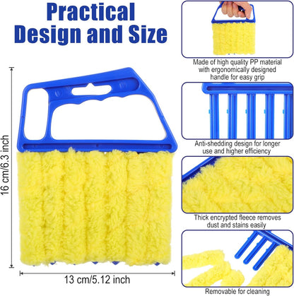 4PC Washable 7 Fingers Blinds Cleaner Tool - Blind Cleaner Duster Tool for Window Shutters Air Vents AC with 4 Cloth Covers