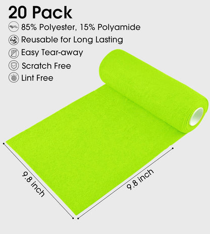 KitchLife Microfiber Cleaning Cloth Roll - Tear-Away Reusable Microfiber Paper Towels, Lint-Free, Washable, 20 Sheets for Kitchen, Car, Dishes, and Sensitive Surfaces (Pink)