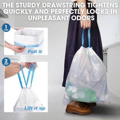 105 Count Small Trash Bags, 4 Gallon Garbage Can Liners - Unscented Wastebasket Trash Bags for Bathroom, Kitchen, Bedroom, Cleaning Supplies (15 Liter)