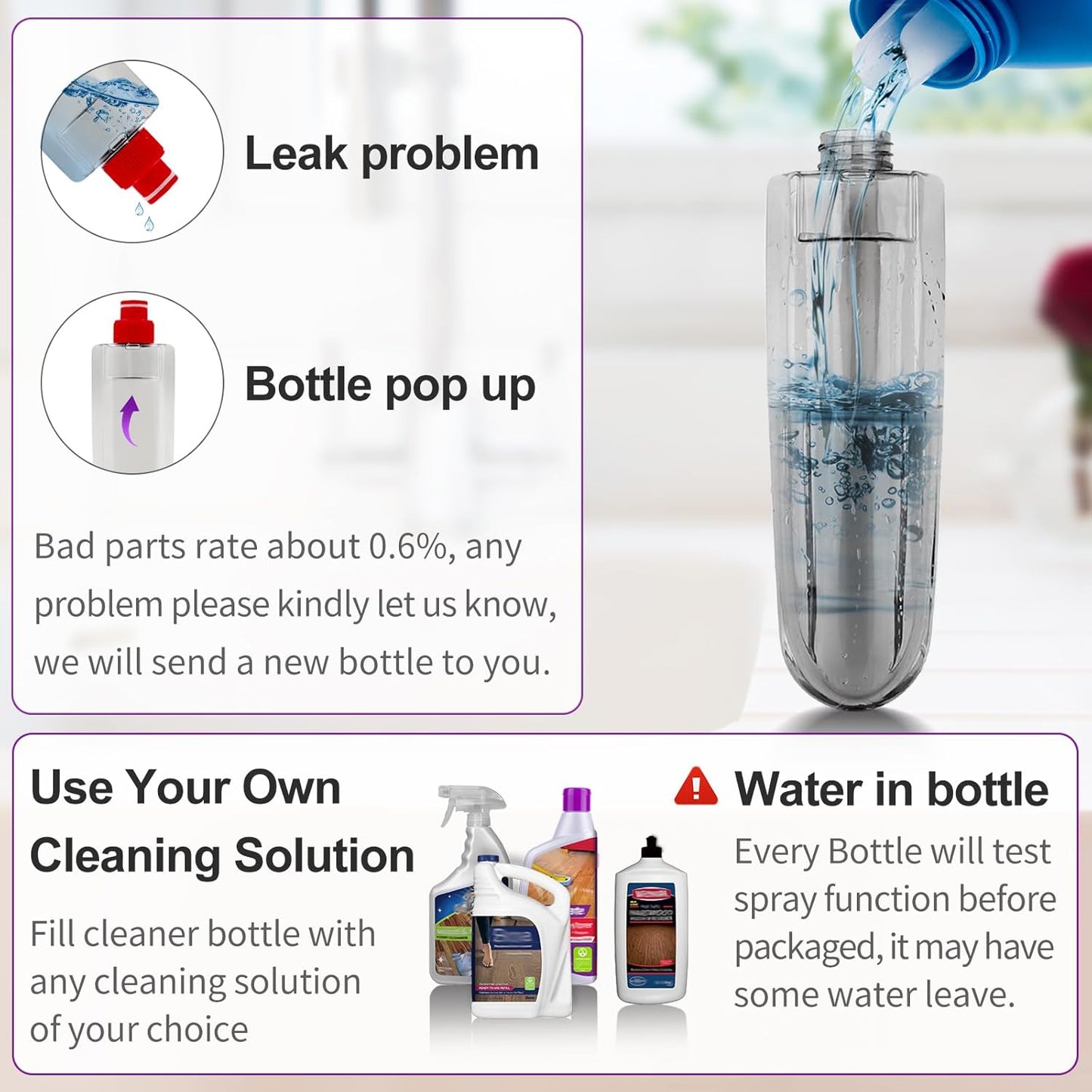 Spray Mops for Floor Cleaning Floor Mop with a Refillable Spray Bottle and 3 Washable Microfiber Pads Home or Commercial Use Dry Wet Flat Mop for Hardwood Laminate Wood (Purple)