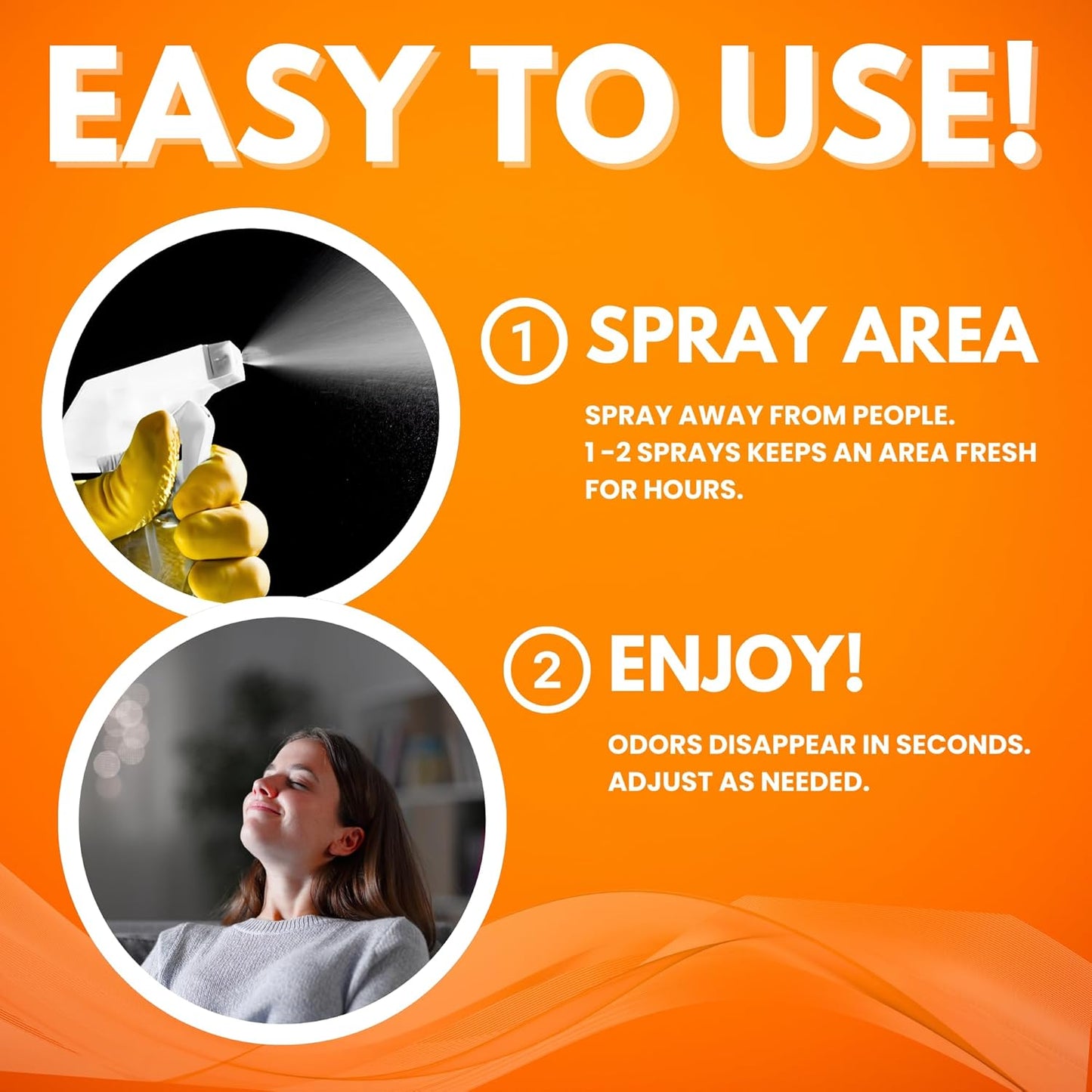 NI-712 Fresh Orange Odor Eliminator Spray (2 Bottles)– Powerful, Long-Lasting Odor Neutralizer – Instant Air Freshener for Home, Car & More – Pint-Sized (16 oz)