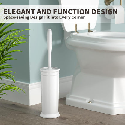 Toilet Brush and Holder 2 Pack, Toilet Bowl Brush with Extra Long Handle, Toilet Scrubber and Covered Holder, Toilet Brushes for Bathroom-Space Saving, Covered Brush, Durable, Deep Cleaning(Black)