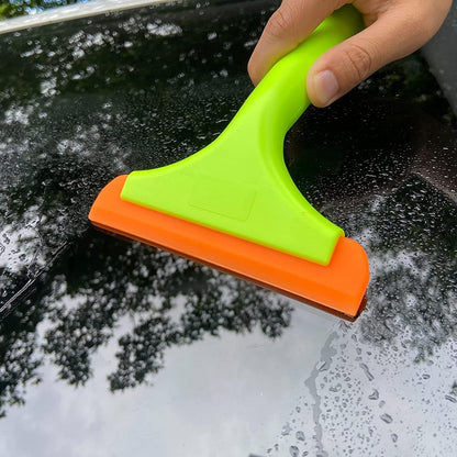 Super Flexible Silicone Squeegee, Auto Water Blade, Water Wiper, Shower Squeegee, 5.9'' Blade and 7.5'' Long Handle, for Car Windshield, Window, Mirror, Glass Door, Grey Black