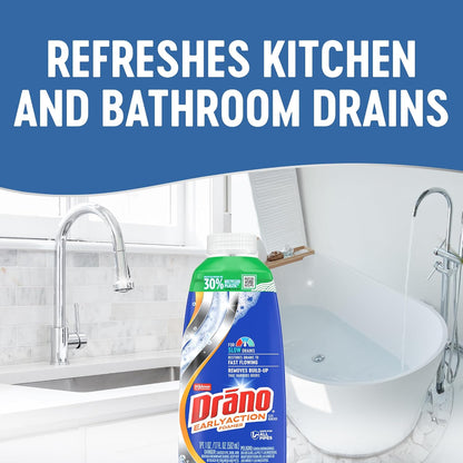 Drano Early Action Foamer Drain Clog Remover and Cleaner for Shower or Sink Drains, Unclogs and Removes Sources of Odor, 17 Fl Oz