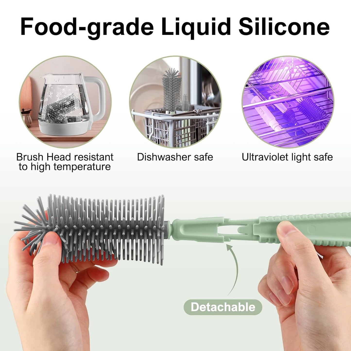 Baby Bottle Brush,6 in 1 Bottle Cleaner Set with Extendable Silicone Bottle Brush,Drying Rack,Nipple & Straw Brushes,Soap Dispenser & Organizer Case,Ideal Gifts for Babies& Moms