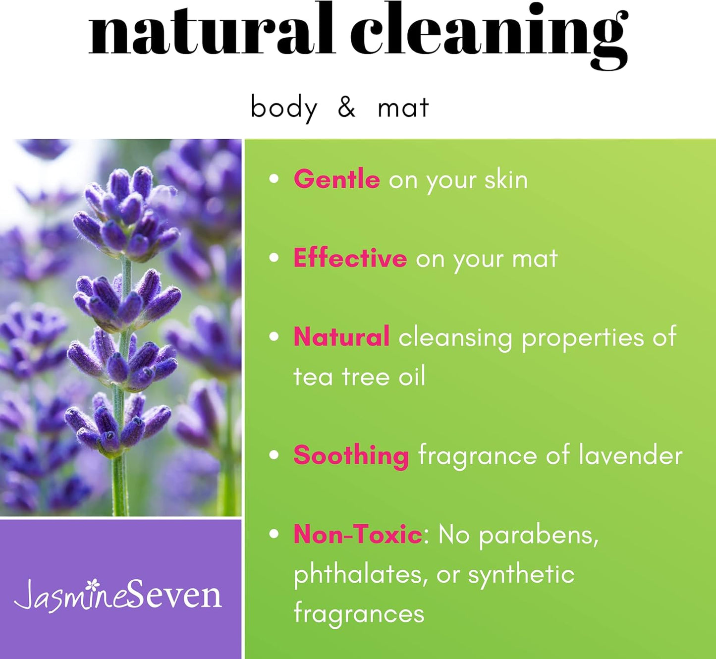 Yoga Wipes for Body and Mat - Natural Lavender and Tea Tree - 45 Wipes in Resealable Canister - by Jasmine Seven