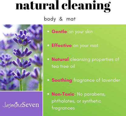 Yoga Wipes for Mat and Body - Bulk CASE of 6 - Natural Lavender and Tea Tree - by Jasmine Seven - for Studio, Gym, Spa, Fitness