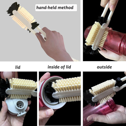 Bottle Brush and Two Replacement Brush Heads Set, 16-Inch Extra Long Handle | Bottle Brush with Stand, Bottle Cleaner. Perfect for Deep Bottles