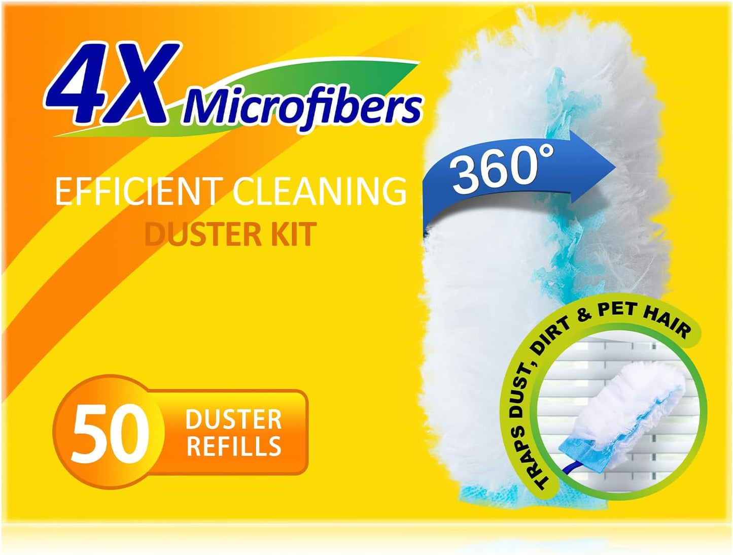 35 Duster Refills for Swiffer, Duster Refills Kit with & 2 Handle for Cleaning Home & Car, Heavy Duty Multi Surface for Office, Blinds, Ceiling Fans, Furniture