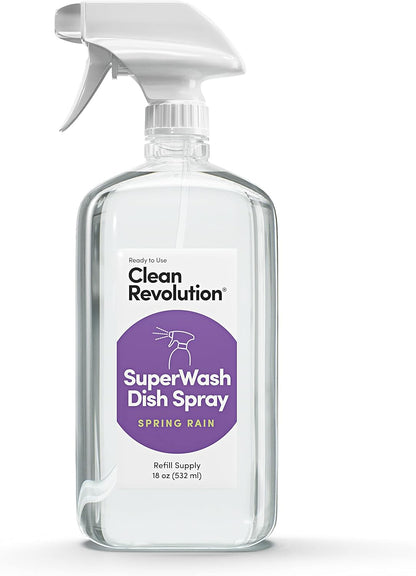 Clean Revolution SuperWash Dish Soap Spray 128oz Refill Supply Container, Ready to Use Formula, Citrus Fragrance, 1 Pack