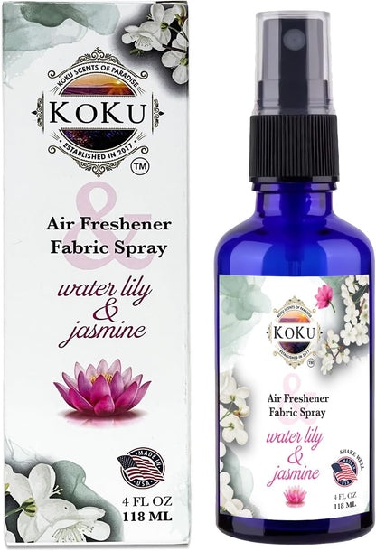 Water Lily Jasmine Air Freshener - Room Spray - Odor Eliminator - Deodorizer - Car Air Freshener - Home Spray - Linen Spray - Fabric Refresher - None Toxic - Alcohol Free - Made in USA (8 Oz)