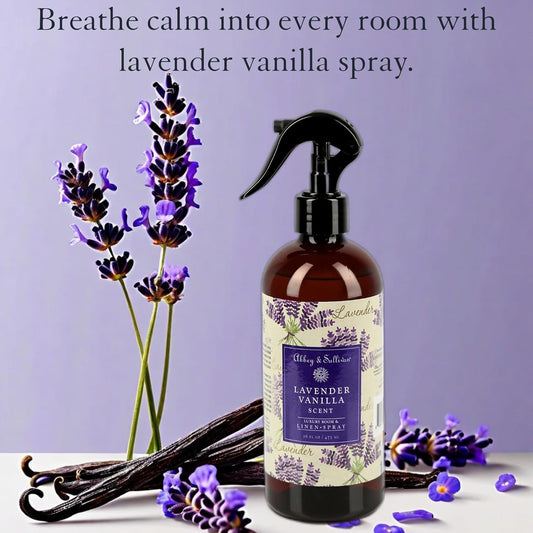 Abbey & Sullivan Linen Spray, Lavender Vanilla, Fabric Freshener and Odor Eliminator, Pack of 2, 16 oz