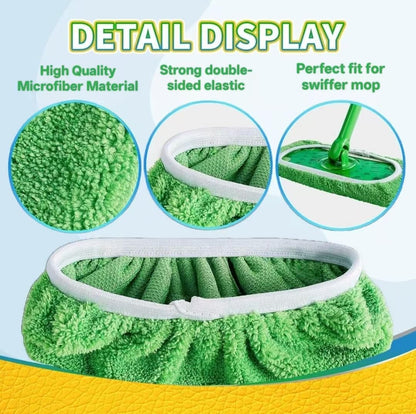 8 Pack Chenille Mop Refill Pads, Reusable Microfiber Mop Pads for 10''–12'' Flat Mops, Washable Dry& Wet Pads Refill for Hardwood, Tile, Compatible with Swiffer Sweeper